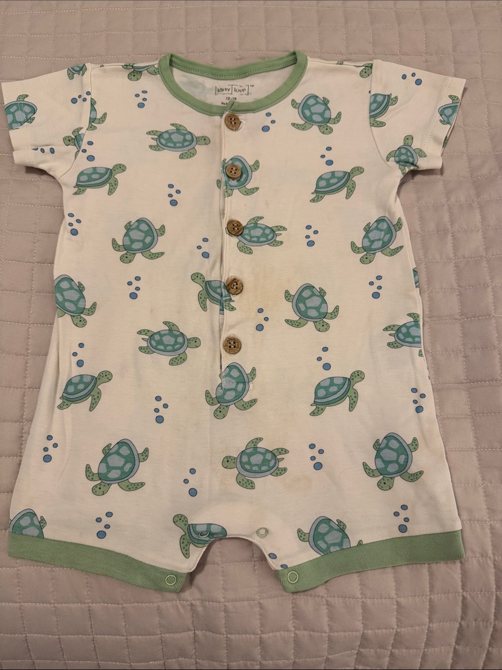 Kissy Love 12-18 months onesie with sea turtles